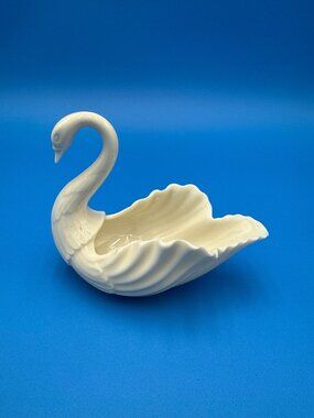 Vintage Lenox Ivory Porcelain Swan Trinket Dish Figurine Wedding Cake Topper USA